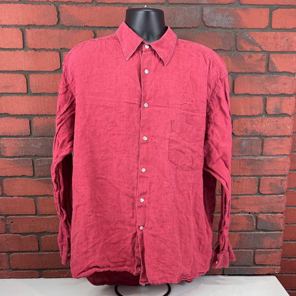 M. Gordon Shirt Mens XL Red Button Down  Breathable Lightweight